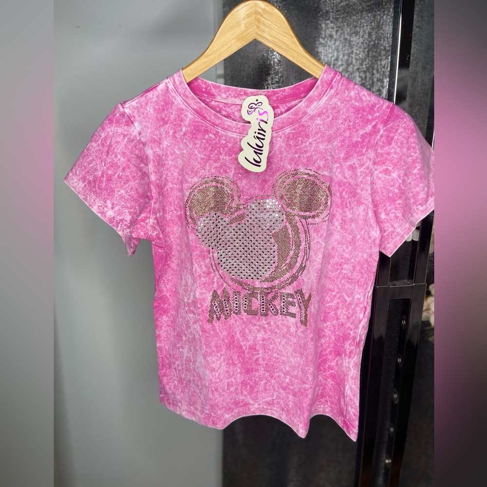<Pink Mickey Mouse Shirt w/Rhinestones 🐭>